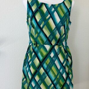 Cato Green & Teal Placed-Print Midi Dress